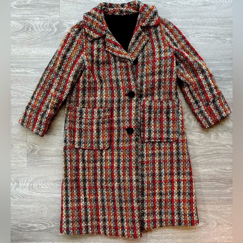 Vintage Multicolor Plaid Women's Coat